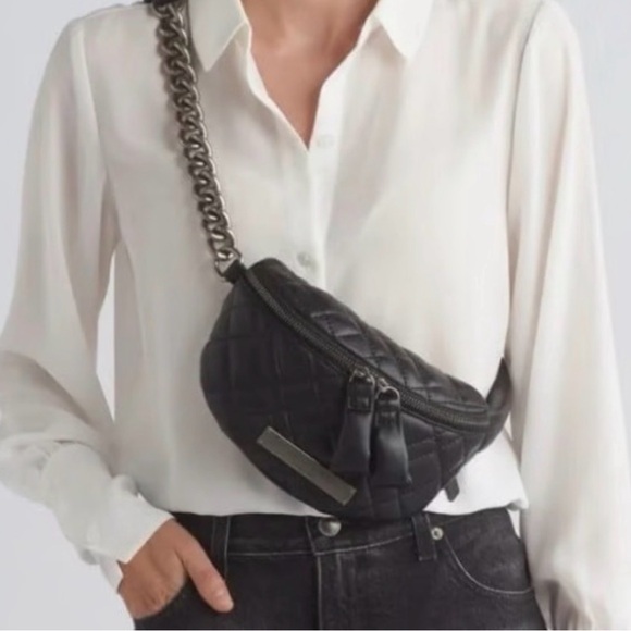 Kurt Geiger Handbags - Kurt Geiger London Small Black Brixton Leather Quilt Belt Bag Bumbag Travel